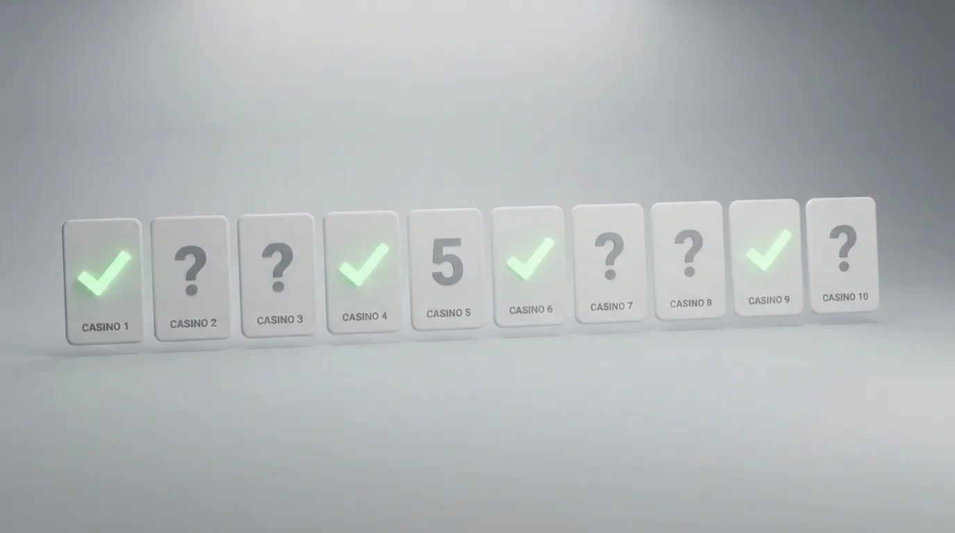 Een overzichtelijke vergelijkingstabel of rij casino-logo's met een groen vinkje bij de vier die Maestro bevestigd accepteren