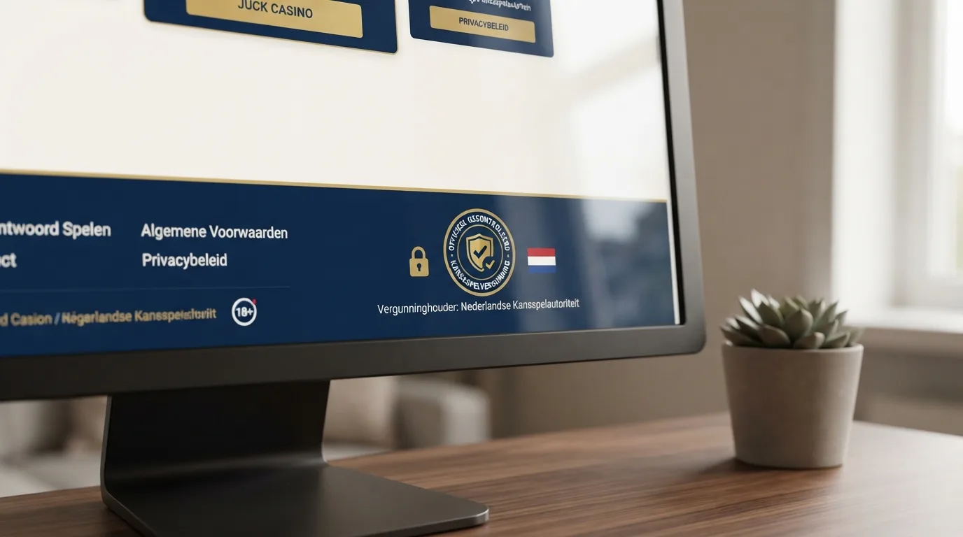 Het Ksa-keurmerk op een casino-website, met een slot-symbool en de Nederlandse vlag op de achtergrond