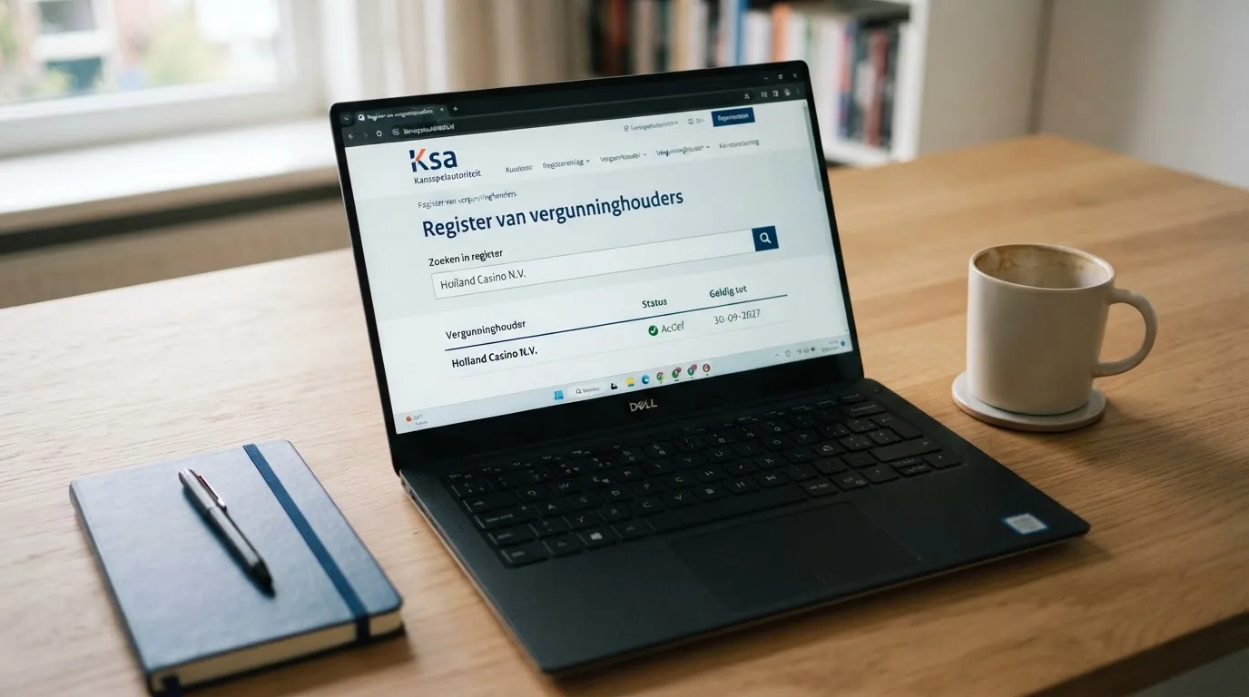Het zoekscherm van het openbare Ksa-register met een vergunningnummer
