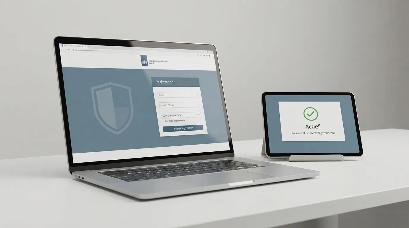 Laptop met de website van de Kansspelautoriteit naast een Cruks-inschrijvingsscherm
